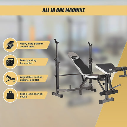 Multi Station Home Gym Weight Bench Press Leg Equipment Set Fitness Exercise.