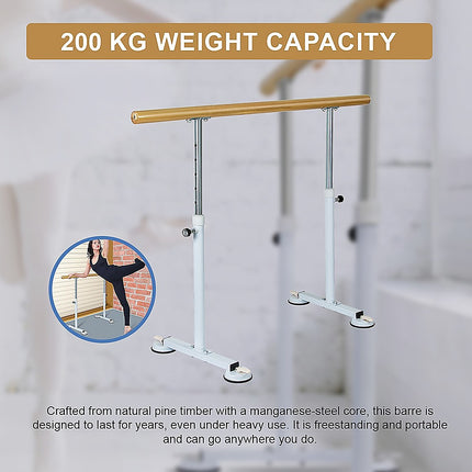 Wooden Portable Ballet Bar Stretch Barre Dance Bar 1.5M Freestanding Ballet Bar.