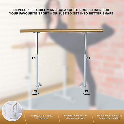 Wooden Portable Ballet Bar Stretch Barre Dance Bar 1.5M Freestanding Ballet Bar.