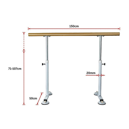 Wooden Portable Ballet Bar Stretch Barre Dance Bar 1.5M Freestanding Ballet Bar.