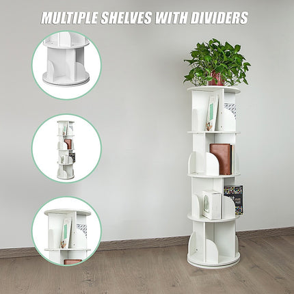 360-degree Rotating 4 Tier Display Shelf Bookcase Organiser.
