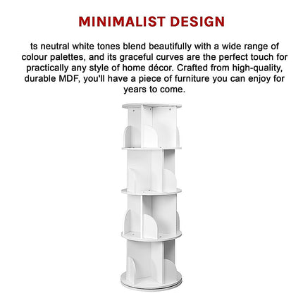 360-degree Rotating 4 Tier Display Shelf Bookcase Organiser.