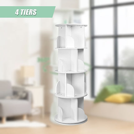 360-degree Rotating 4 Tier Display Shelf Bookcase Organiser.