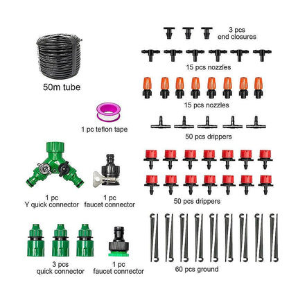 50M Hose Garden Irrigation System Plant Watering DIY Micro Drip Kits.