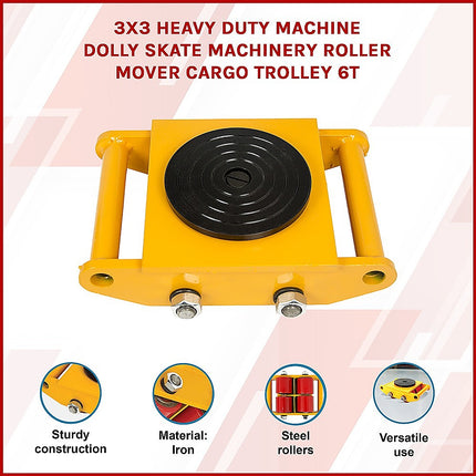 Heavy Duty Machine Dolly Skate Machinery Roller Mover Cargo Trolley 6T.