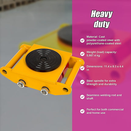 Heavy Duty Machine Dolly Skate Machinery Roller Mover Cargo Trolley 6T.