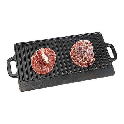 46x22 cm Cast Iron Reversible Griddle Plate BBQ Hob Cooking Grill Pan.
