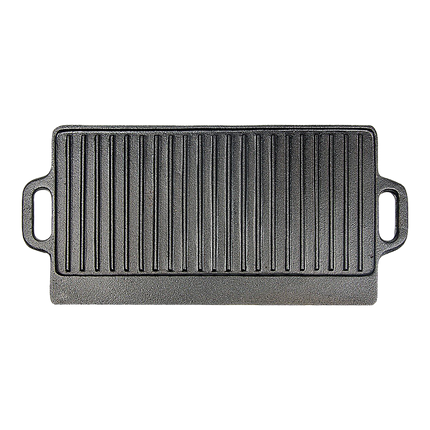 46x22 cm Cast Iron Reversible Griddle Plate BBQ Hob Cooking Grill Pan.