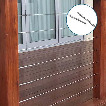 Stainless Steel DIY Rope Balustrade Kit 3.2mm Swage 2 x Lag Screw Term - 10 pack.