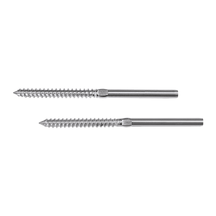 Stainless Steel DIY Rope Balustrade Kit 3.2mm Swage 2 x Lag Screw Term - 10 pack.
