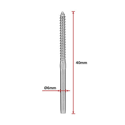 Stainless Steel DIY Rope Balustrade Kit 3.2mm Swage 2 x Lag Screw Term - 10 pack.