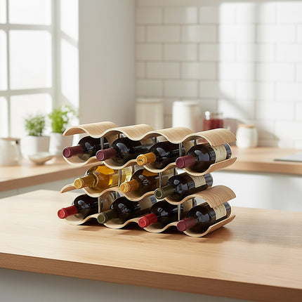 Wooden Wave Wine Rack/Creative Home Grape Wine Holder Shelf Cabinet/Bottle Rack.