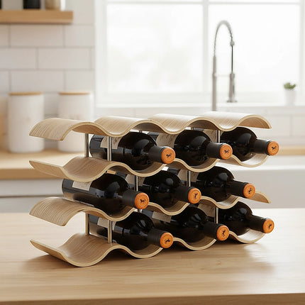 Wooden Wave Wine Rack/Creative Home Grape Wine Holder Shelf Cabinet/Bottle Rack.