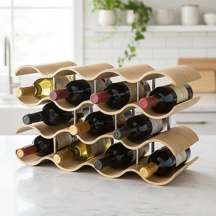 Wooden Wave Wine Rack/Creative Home Grape Wine Holder Shelf Cabinet/Bottle Rack.