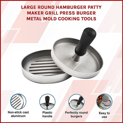 Large Round Hamburger Patty Maker Grill Press Burger Metal Mold Cooking Tools.