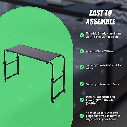 Overbed Table Work Laptop Desk with Wheels.