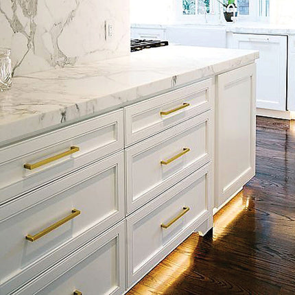 15x Brushed Brass Drawer Pulls Kitchen Cabinet Handles - Gold Finish 128mm.