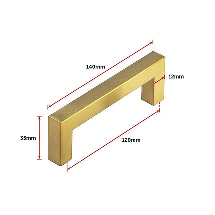 15x Brushed Brass Drawer Pulls Kitchen Cabinet Handles - Gold Finish 128mm.