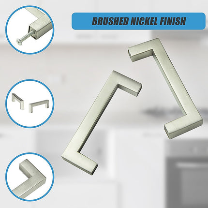 Brushed Nickel Stainless Steel Kitchen Cabinet Square Drawer Pull Door Handles 15-Pack.
