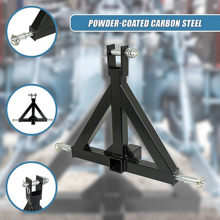 Heavy Duty Steel 3 Point 2" Trailer Hitch Receiver Tow Drawbar For Cat 1 Tractor.
