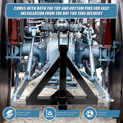 Heavy Duty Steel 3 Point 2" Trailer Hitch Receiver Tow Drawbar For Cat 1 Tractor.