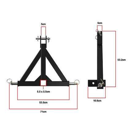 Heavy Duty Steel 3 Point 2" Trailer Hitch Receiver Tow Drawbar For Cat 1 Tractor.