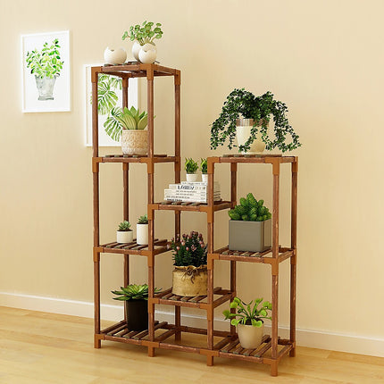 Indoor Outdoor Garden Plant Stand Planter Flower Pot Shelf Wooden Shelving - 9 Shelves.