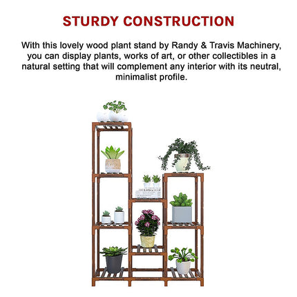 Indoor Outdoor Garden Plant Stand Planter Flower Pot Shelf Wooden Shelving - 9 Shelves.