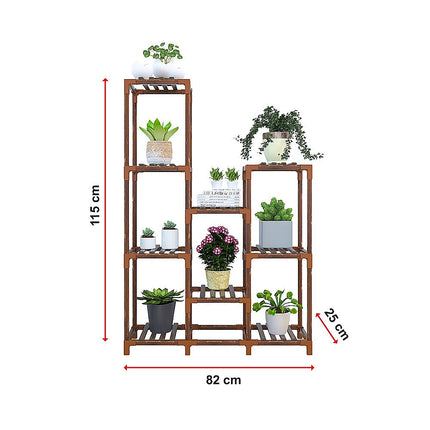 Indoor Outdoor Garden Plant Stand Planter Flower Pot Shelf Wooden Shelving - 9 Shelves.