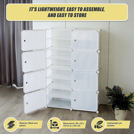 White Cube DIY Shoe Cabinet Rack Storage Portable Stackable Organiser Stand.