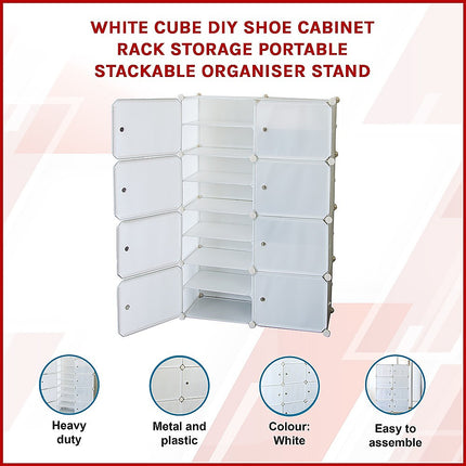 White Cube DIY Shoe Cabinet Rack Storage Portable Stackable Organiser Stand.