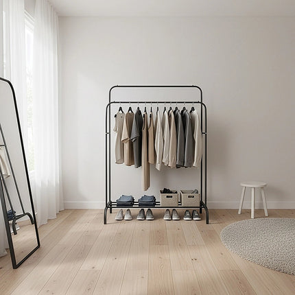 Heavy Metal Double Clothes Rail Hanging Rack Garment Display Stand Storage Shelf.