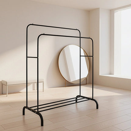Heavy Metal Double Clothes Rail Hanging Rack Garment Display Stand Storage Shelf.