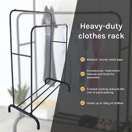 Heavy Metal Double Clothes Rail Hanging Rack Garment Display Stand Storage Shelf.