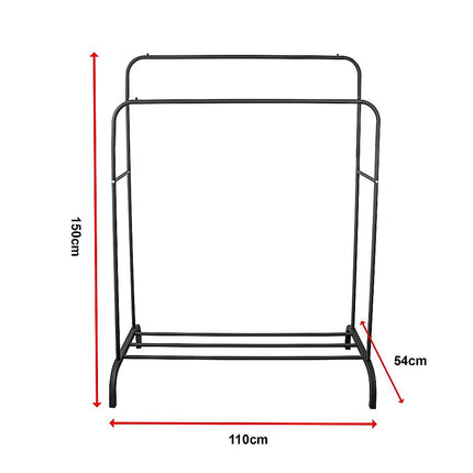 Heavy Metal Double Clothes Rail Hanging Rack Garment Display Stand Storage Shelf.