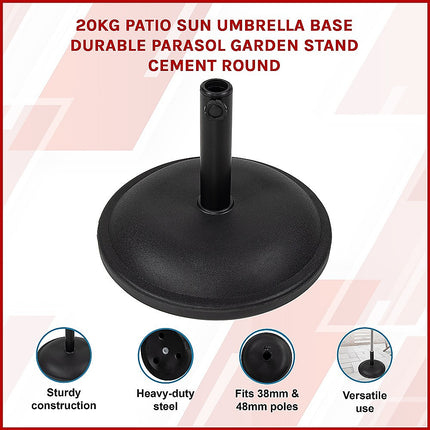 20kg Patio Sun Umbrella Base Durable Parasol Garden Stand Cement Round.