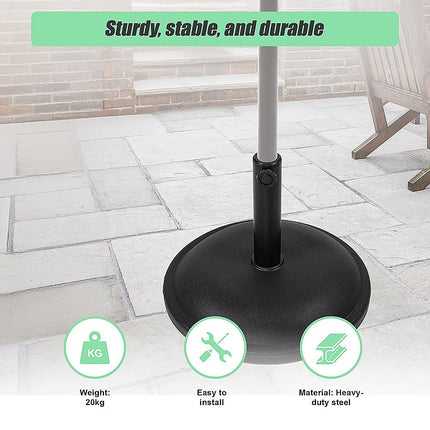 20kg Patio Sun Umbrella Base Durable Parasol Garden Stand Cement Round.