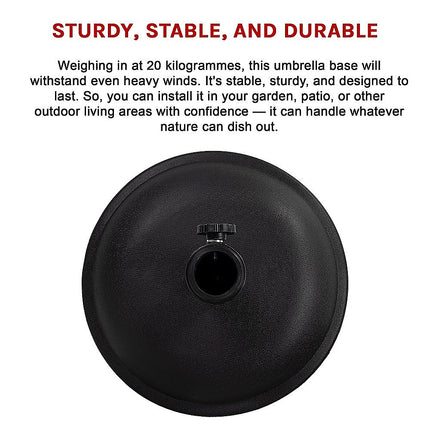 20kg Patio Sun Umbrella Base Durable Parasol Garden Stand Cement Round.