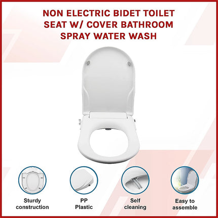 Non Electric Bidet Toilet Seat W/ Cover Bathroom Spray Water Wash.