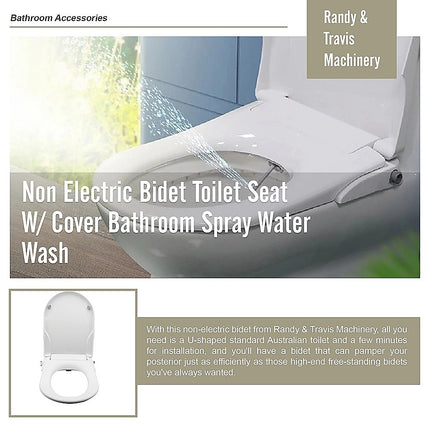 Non Electric Bidet Toilet Seat W/ Cover Bathroom Spray Water Wash.