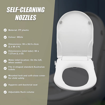 Non Electric Bidet Toilet Seat W/ Cover Bathroom Spray Water Wash.