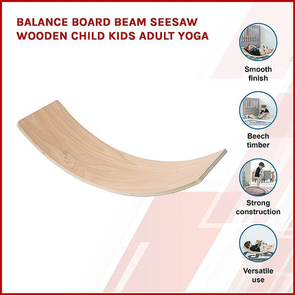 Balance Board Beam Seesaw Wooden Child Kids Adult Yoga.