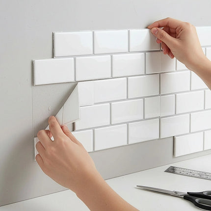 Tiles 3D Peel and Stick Wall Tile Subway White (30 x 30cm x 10 sheets).