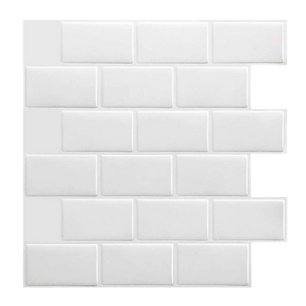 Tiles 3D Peel and Stick Wall Tile Subway White (30 x 30cm x 10 sheets).