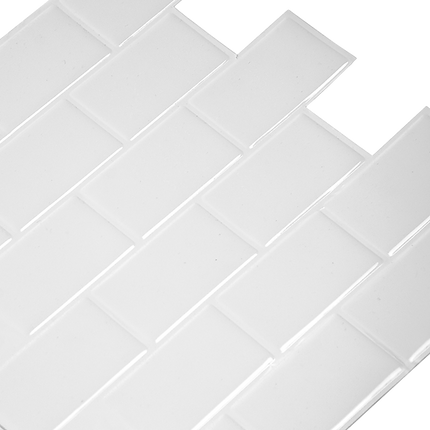 Tiles 3D Peel and Stick Wall Tile Subway White (30 x 30cm x 10 sheets).