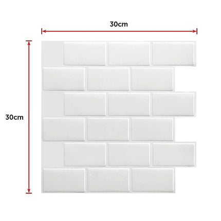 Tiles 3D Peel and Stick Wall Tile Subway White (30 x 30cm x 10 sheets).