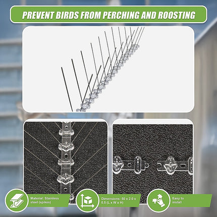 20x 50cm Bird Spike S304 wire Spikes Eaves Pigeon Gull Starling 10M.