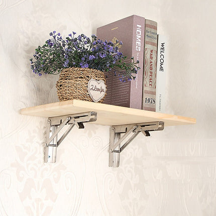 2x 10" Stainless Steel Folding Table Bracket Shelf Bench 50kg Load Heavy Duty.