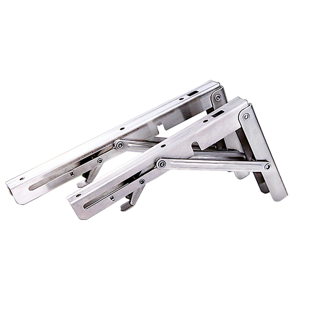 2x 20" Stainless Steel Folding Table Bracket Shelf Bench 50kg Load Heavy Duty.
