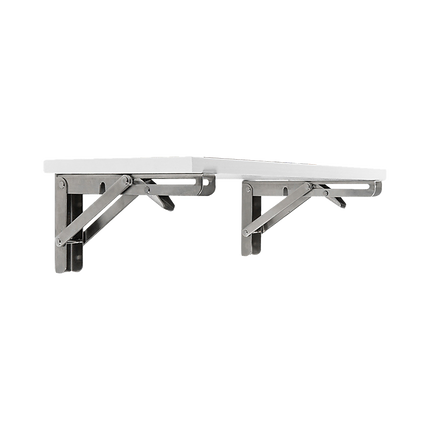 2x 20" Stainless Steel Folding Table Bracket Shelf Bench 50kg Load Heavy Duty.